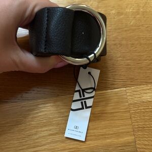 B-Low the Belt Black Leather Belt with Silver Ring Buckle